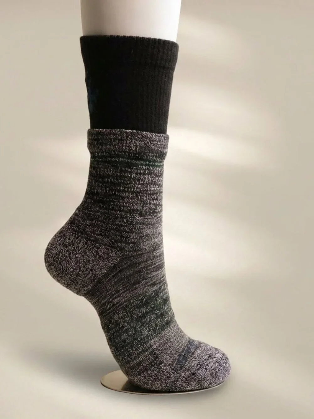 ombas Calf Socks Gray Black Socks Size L